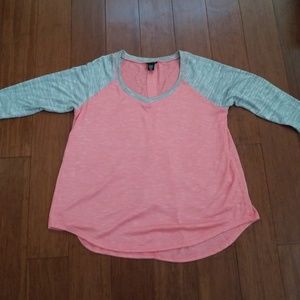Torrid Gray and Coral Baseball Shirt NWOT